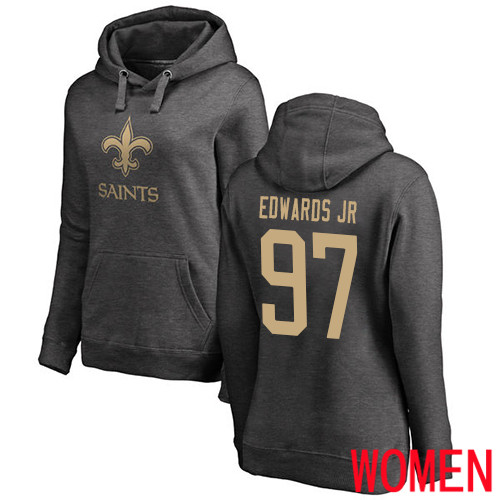 New Orleans Saints Ash Women Mario Edwards Jr One Color NFL Football 97 Pullover Hoodie Sweatshirts